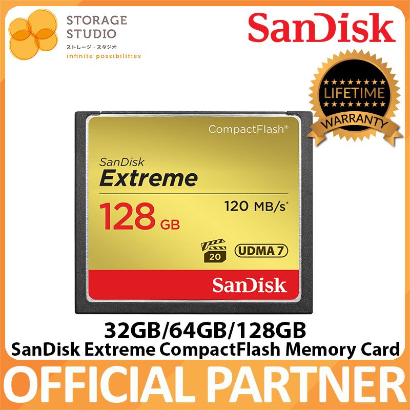 SanDIsk Extreme Compact Flash Memory Card 128GB / 64GB / 32GB.