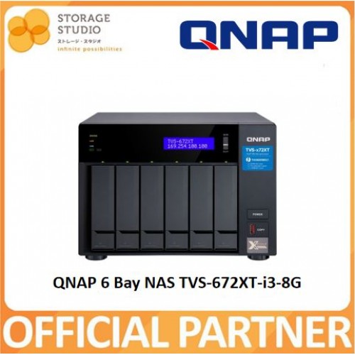 QNAP 6 Bay NAS TVS-672XT-i3-8G. TVS-672XT. Singapore Local 2 Years Warranty